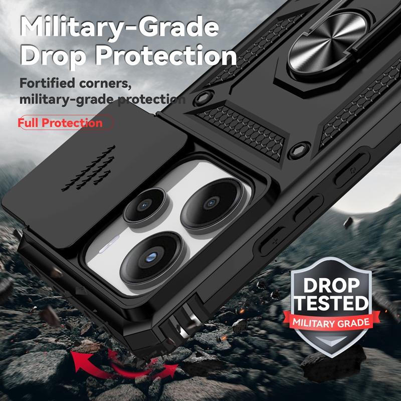 For Xiaomi Redmi Note 14 4G Case Ring Holder Armor Shockproof Coque For Redmy Note14 Note 14 Lens Protect Cover