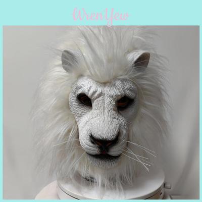 Máscara de Cabeza de León de Látex Blanco Para Cosplay de Adultos y Fiestas de Disfraces Temáticas