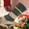 Ladies Winter Plush Warm Striped Wool Mid Barrel Pile Socks
