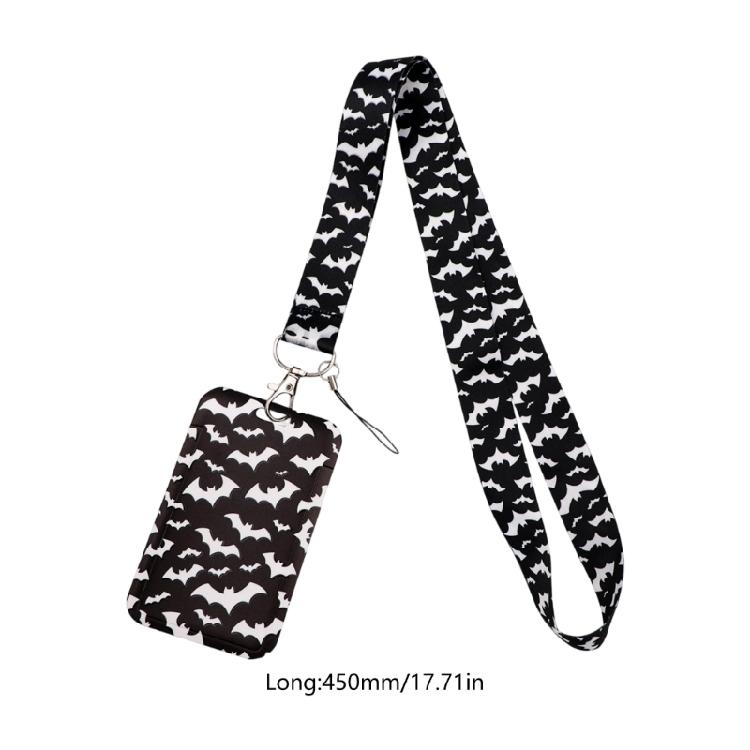 Lightweight Card Holder Lanyard Featuring Bold Crow Skull Graphics Practical Daily Carry Solution For Urban Lifestyle