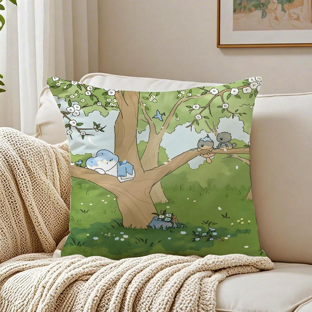 Art S-Somdoo Cute Animals Quiat Peaceful Cushion Cover Linen Pillowcase Soft For Sofa Bed Home Room Decor