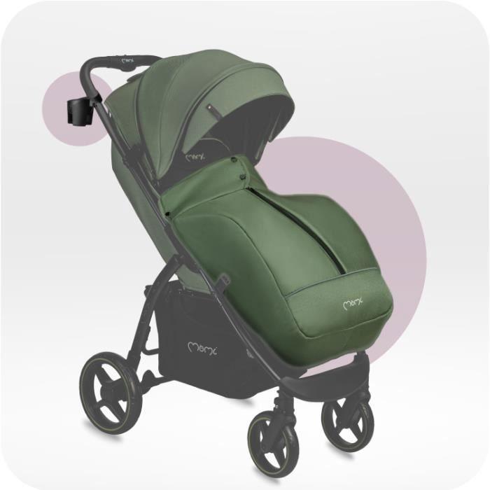 MoMi MIYA - Poussette Ultra Compacte - Dès 0 Mois Jusqu’à 22 Kg - Kit D’accessoires - Roues EVA 7"/10" - Vert