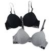 Sexy Underwear Letters Black Cotton Molded Underwire Fashionable Adjustment Bra