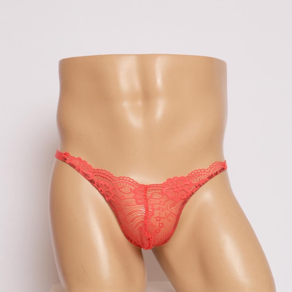 Men's Sex Underwear Lace Panties Sex Panties Nightclub Bar Stage Transparent Thong