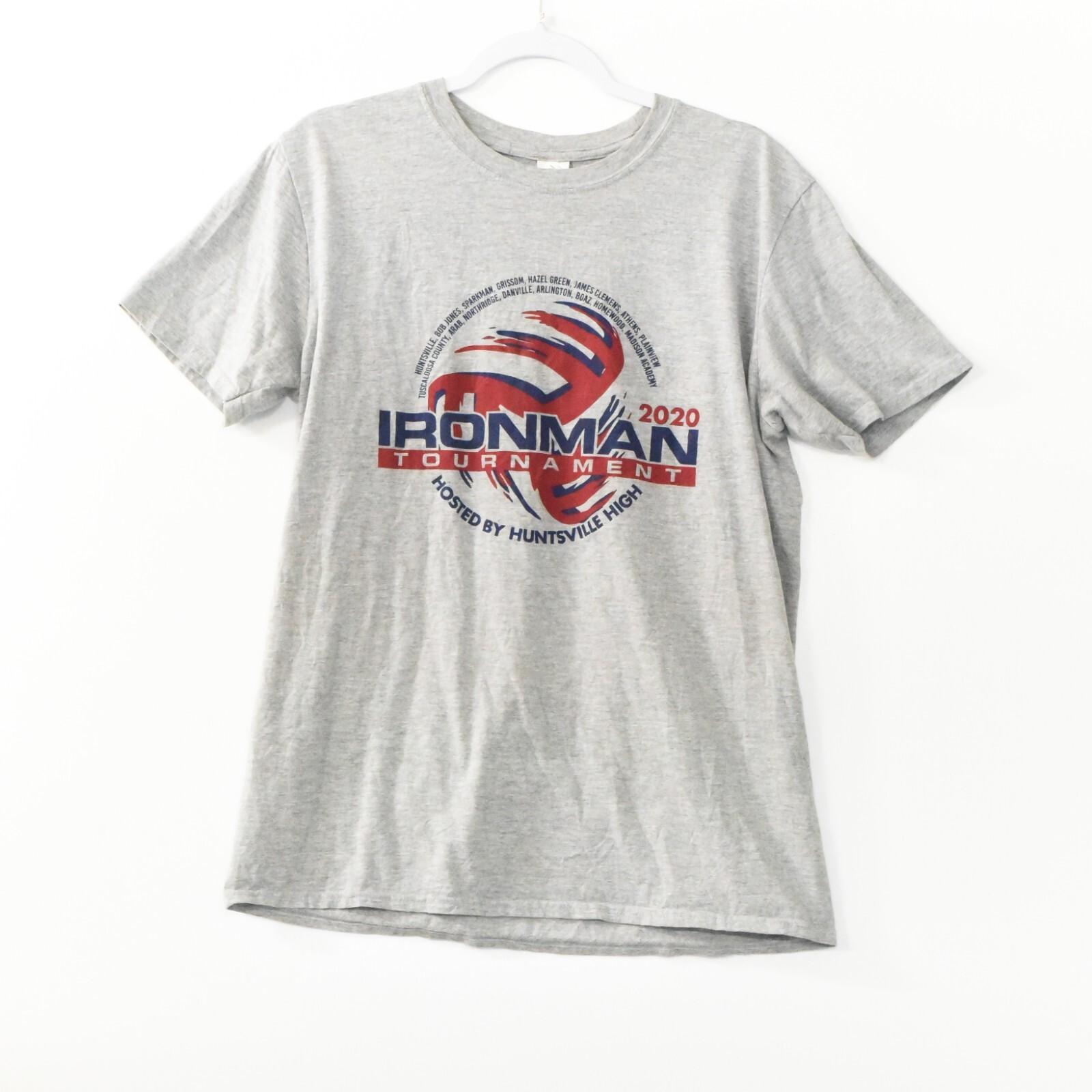 Gildan Mens Gray T-Shirt 2020 Ironman Tournament Short Sleeve Round Neck Size L XL