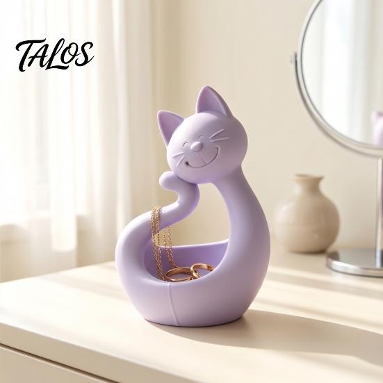 Multipurpose Storage Plate Cat Shape 3D Printed Tray, Matte Finish Decorative Desktop Creative Home Ornament Durable PLA for Bedroom Dressing