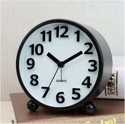 4inch Retro Metal Alarm Clock Silent Non-Ticking Bedside Clock Night Light Snooze Clock