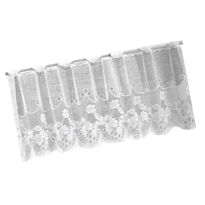  Lace Embroidered Semi Sheer Curtain 147x45cm Privacy Light Filtering Panel