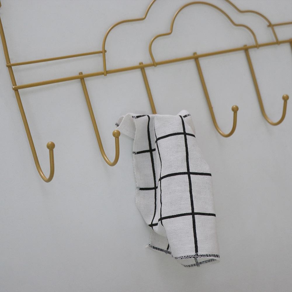 Nail-Free 7-Hook Over Door Hanger Gold Clothes Storage Rack Creative Hat Coat Hooks Kitchen