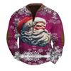 Mens Christmas Sweater Zip Up Sweatshirts Vintage Knit Graphic Sweatshirt Xmas Stand Collar Pullover