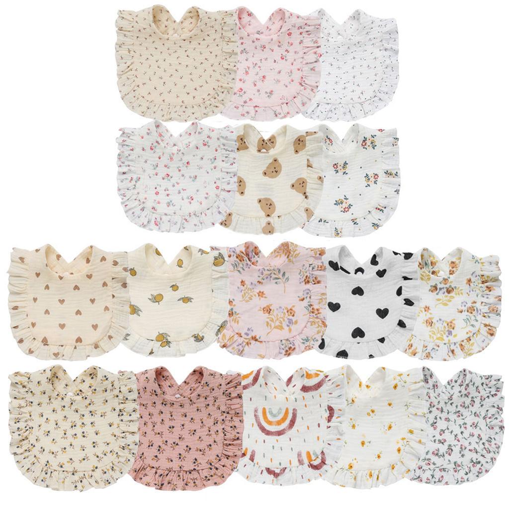 Floral Feeding Bib Burp Cloth Bib for Baby Boy Girl Gender Neutral Cotton Handkerchief Teether Drooling Bib for Newborn