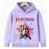New cartoon hooded sweatshirt, suitable for both men and women, warm purple children's top, fashionable casual children's