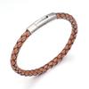 1pc 19/20/21/22cm Leather Cord Bracelet Vintage Stainless Steel Buckle Braided Rope Bracelet For DIY Fashion Crafts Jewelry Gift