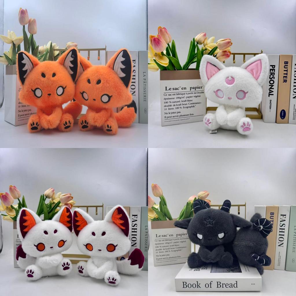 Set di Figure Peluche Coppia Pipistrello Volpe Gatto Scuro Con Tessuto in Poliestere e Imbottitura in Cotone PP Per Decorazione Camera da Letto Regalo per Lei