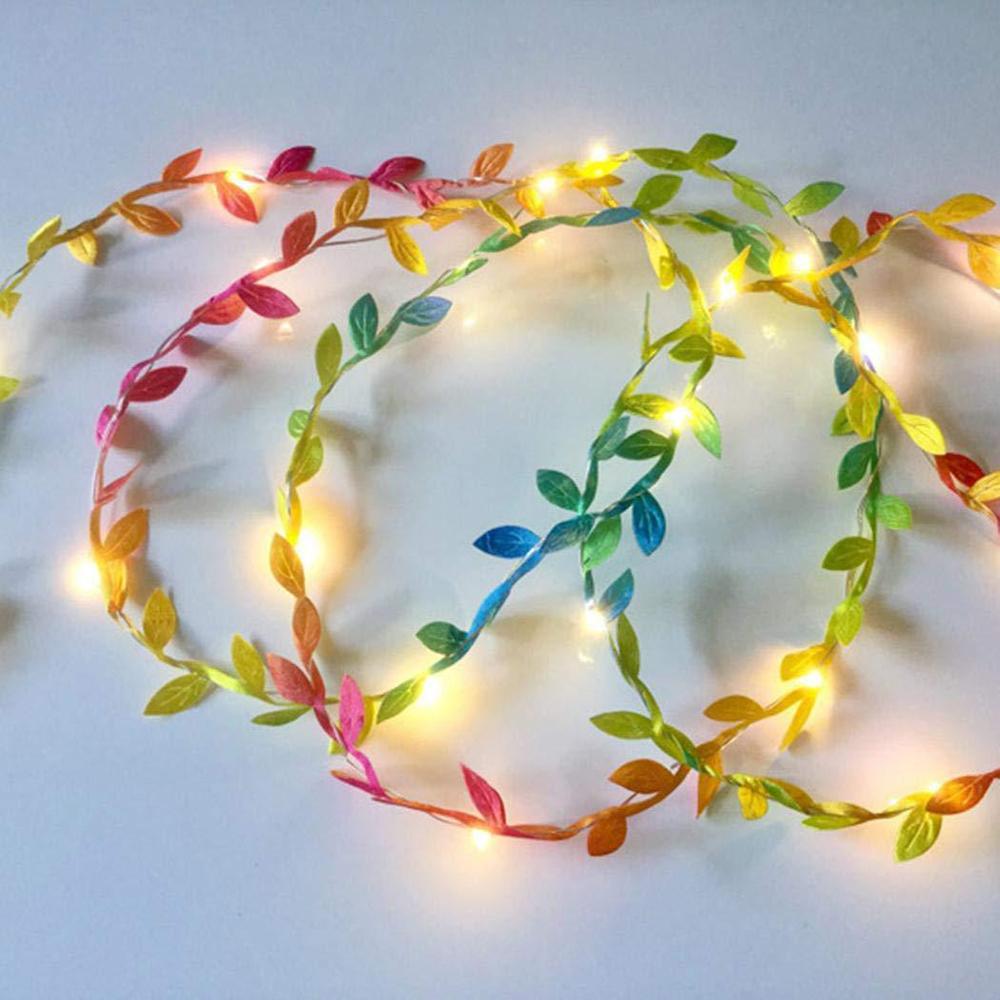 2M/3M/5M/10M String Light Green Leaf Garland Fairy Lights LED Flexible Copper Artificial Leaf Vine Lights for Christmas Wedding