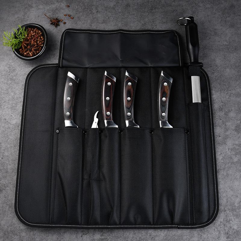 Chef Knife Bag Cleaver Knives Black Canvas Roll Bags Scabbard Portable Storage Carry Organizer Kitchen Tools Knives Holder