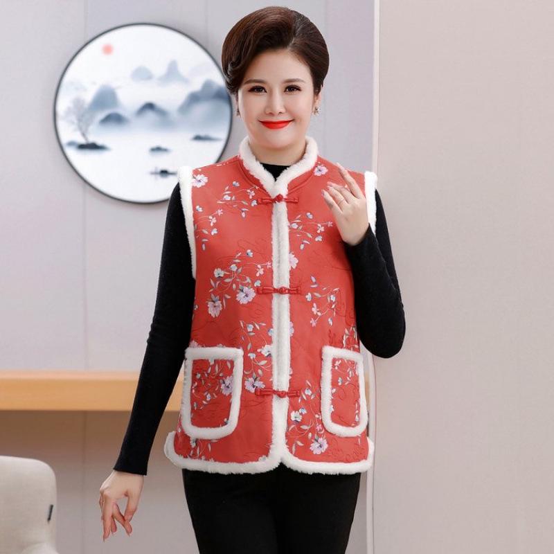 240 Jin Plus Size Autumn/Winter Chinese Velvet Vest for Middle-Aged and Elderly Women