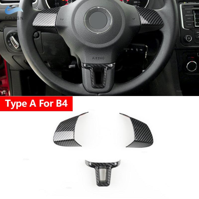 Accessoires de Voiture en ABS Cache-Volant Garniture Pour VW Golf 6 MK6 Passat B7 Jetta Bora CC Tiguan Caddy Touran Motif Fibre de Carbone