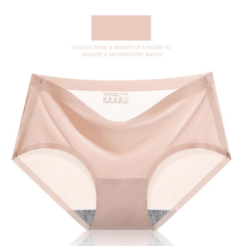 Damen-Slips für den Sommer, einfarbig, nahtlos, mittlere Taille, sexy, atmungsaktive Unterwäsche für Damen