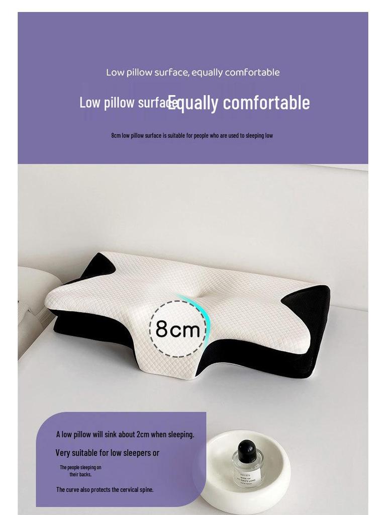 Butterfly Memory Foam Cervical Neck Support Pillow - Non-Collapsing Ox Horn Design