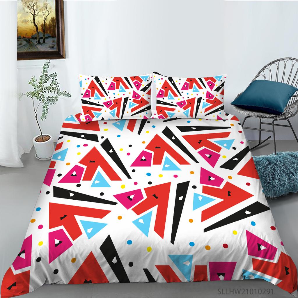 Abstract Geometric Pattern Digital Printing Quilt Cover Pillowcase Two Three Piece Set Polyester
