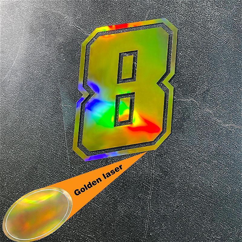 1PC Laser Gold Number 0 To 9 Motorcycle Sticker Waterproof for Motorcycle Helmets Fuel Tanks Car Windows Universal Vinyl Decals