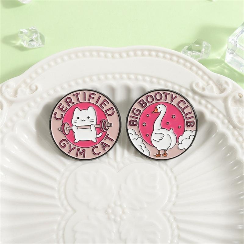 Amusing Weightlifting Animal Enamel Brooch Sturdy Alloy Sporty Accessory Gift