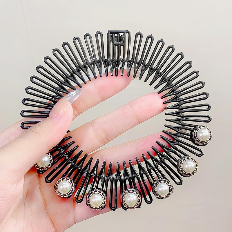 Rozciągliwy elastyczny grzebień zęby plastikowe opaski z pełnym kółkiem obręcz do włosów klips do włosów opaska do mycia twarzy naprawiono akcesoria do stylizacji włosów