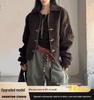 Men's Vintage Distressed Faux Suede Jacket with Airplane Buckle - Retro Autumn Style