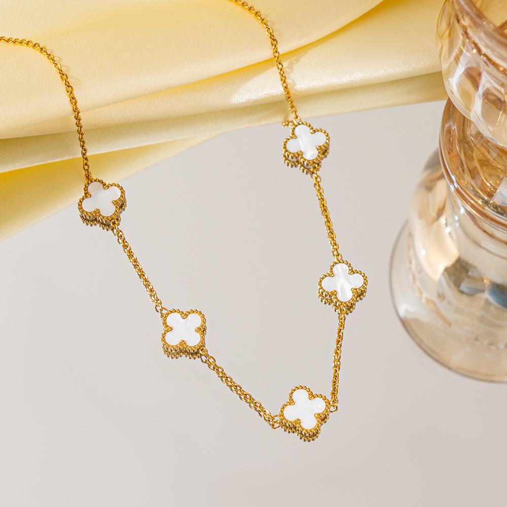 

Ожерелье Клевер Четырехлистный Женское Премиальное Ощущение Двустороннее Титановая Сталь Без Потери Цвета Премиальное Ощущение Цепочка для Свитера