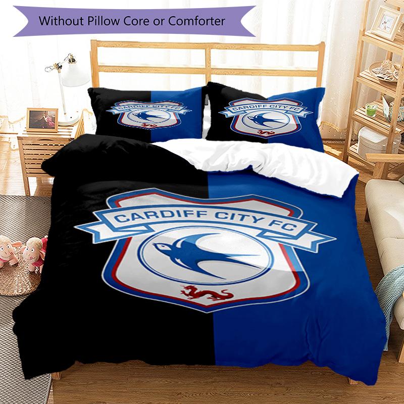 Cardiff Fc Crest Printed Pattern Duvet Cover Set – Includes 1 Duvet Cover and 2 Matching Pillowcases Bedroom Decor Christmas Gifts