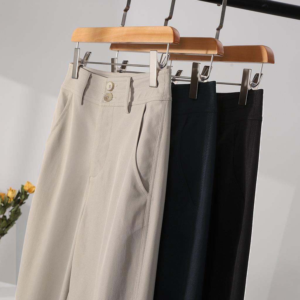 Two Button Casual Straight Leg Pants for Women In Autumn 2025, Fashionable and Versatile, Slimming and Smoking Pipe Pants