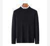 Semi fine spun round neck wool sweater with cashmere and sheep wool, men's knitted jacquard warm pullover sweater