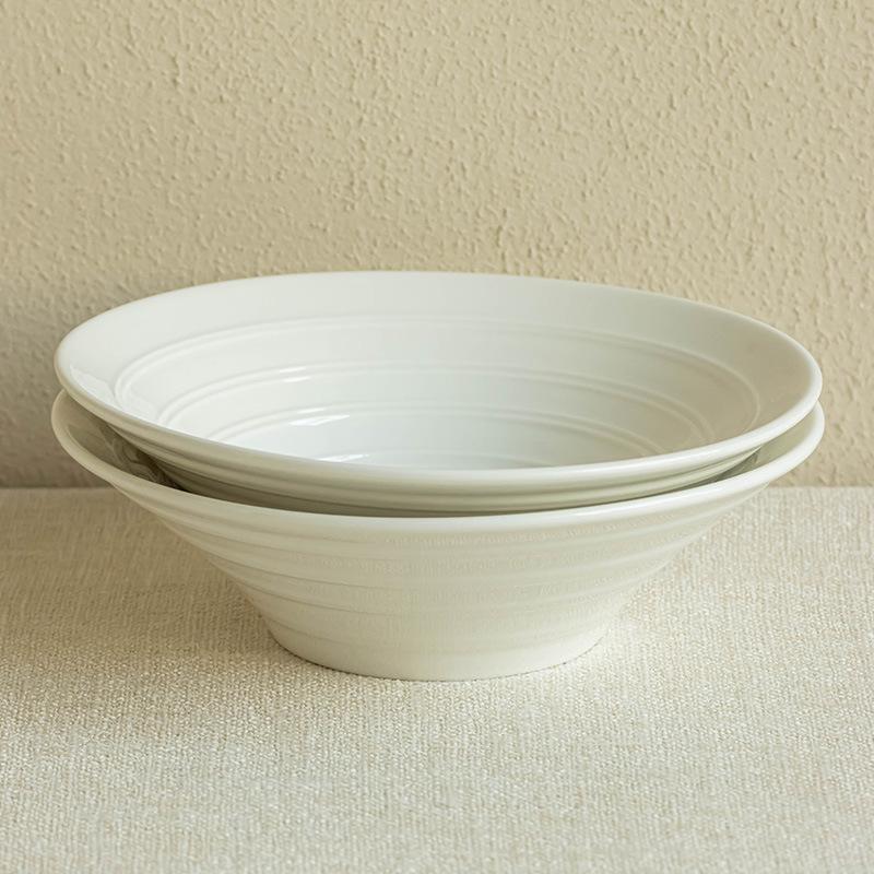 Simple Ceramic Tableware Bowl Pure White Hat Bowl Ramen Bowl High Value Fruit Salad Soup Bowl Household Noodle Bowl
