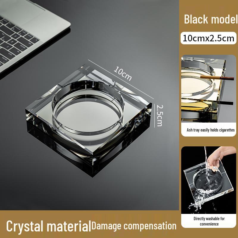Crystal Glass Ashtray: Elegant, Fly-Repellent Design for Home or Office