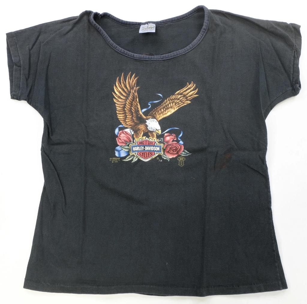 Rare VTG 3D EMBLEM Harley Davidson Eagle Roses 1988 T Shirt 80s Black Women’s M