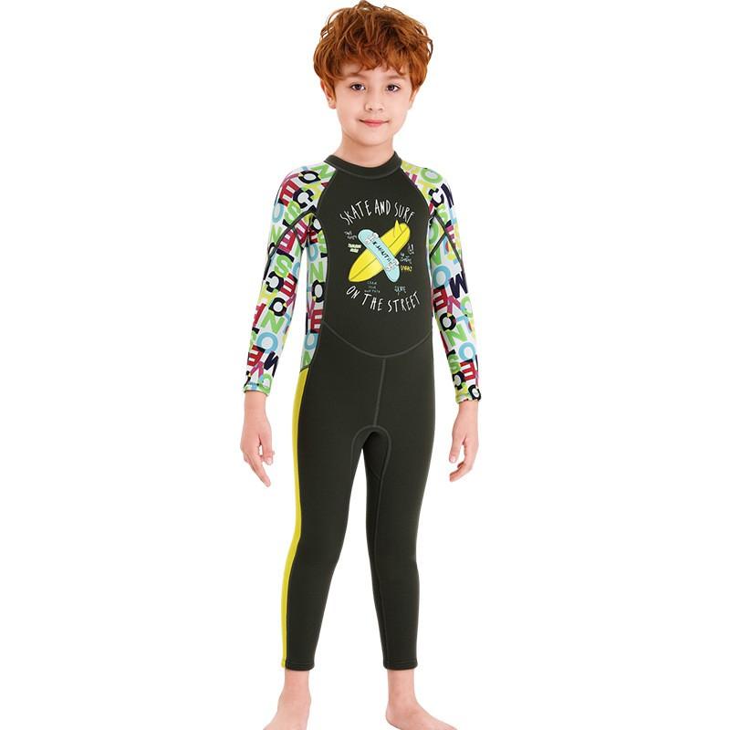 2.5mm Children s Warm Swimsuit One-piece Thick Diving Suit Long-sleeved Children Snorkeling Surfing Jellyfish S серый