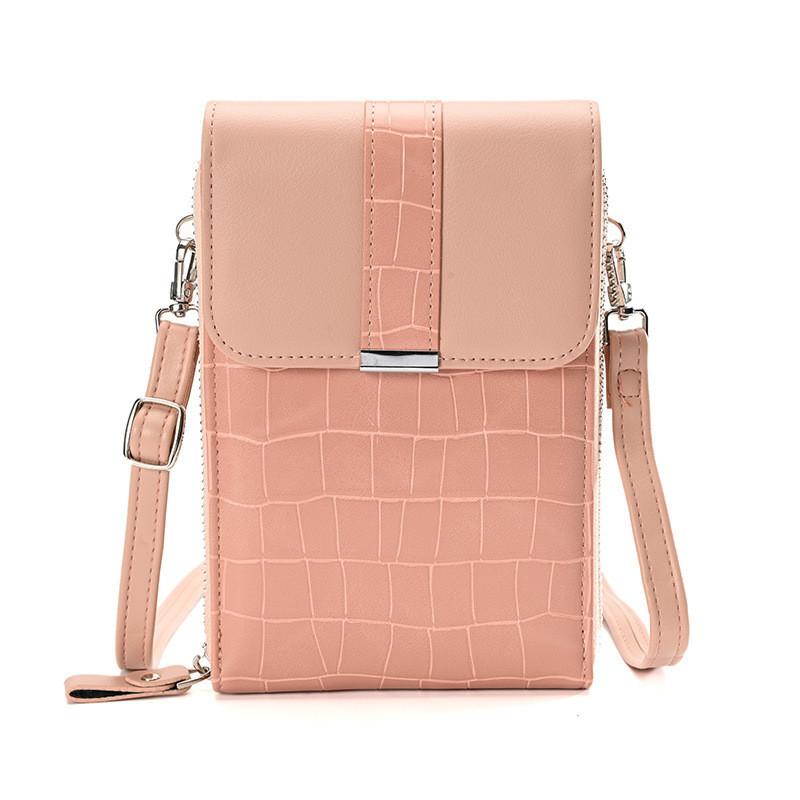 New 2023 Women's Crocodile Pattern Belt Buckle Cover Bag Multi-functional Mini Phone Bag Pu Leather Material