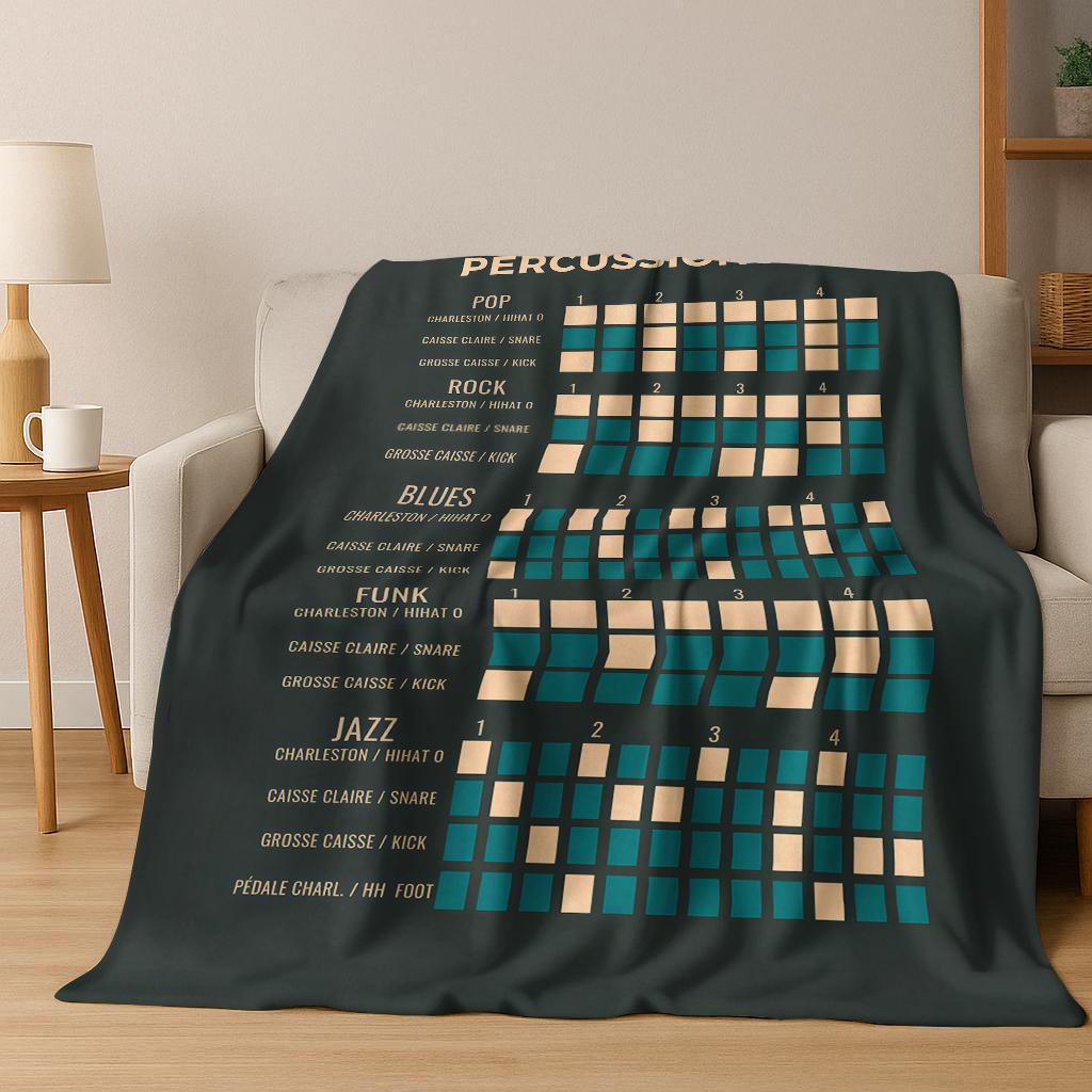 Guitar Bass Chords Theory Chart Music Flannel Blanket Soft Warm Blanket for Bedroom Room Living Room Bed Travel Camping Picnic