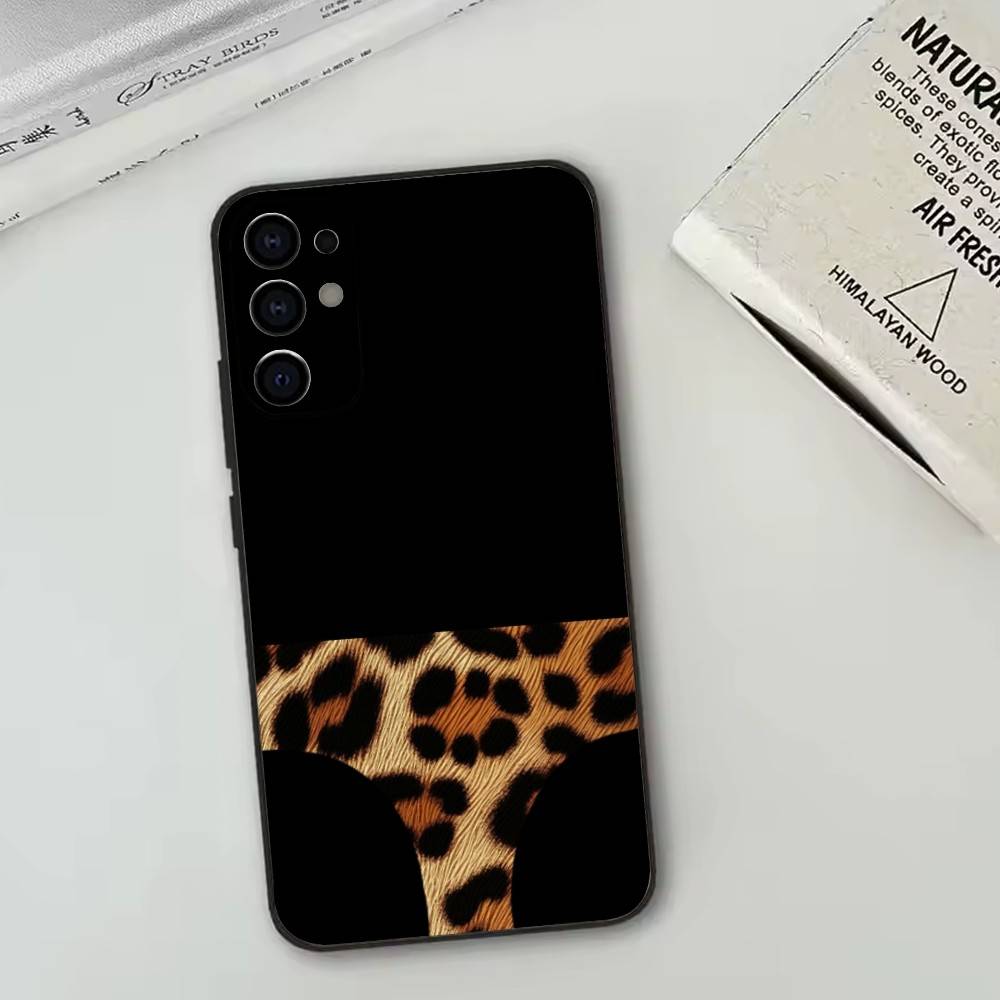 Funny leopard print underwear Phone Case Black Silicone Soft For Samsung S25,S24,S21,S22,S23,S30,Ultra,S20,Plus,Fe,Lite