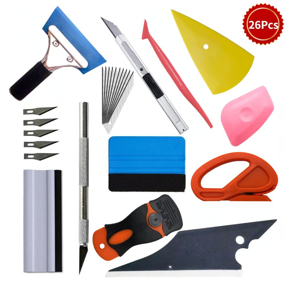 

Professional Magnetic Vinyl Wrap Tool Kit - Car Tint Film Application Set with Squeegee, Knife + Blades & Magnetic Holder