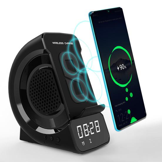 

WD-200 Wireless Charger Bluetooth-compatible Speaker Digital LED Display Alarm Clock Radio Charging Station