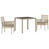 Garden Dining Set 3 Pcs Beige Poly Rattan