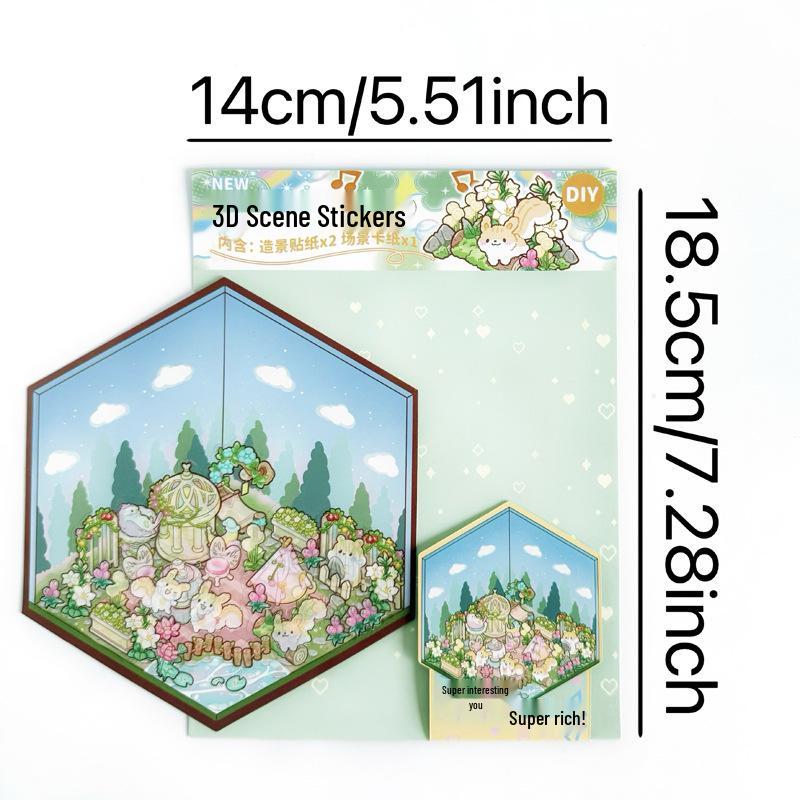 Handmade 3D Layered Children's Scenery Stickers for Bullet Journals