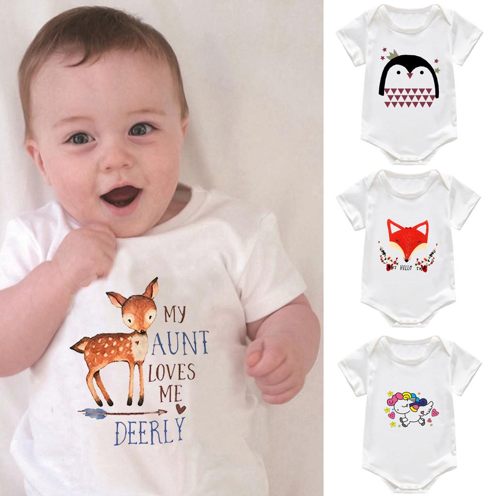 

Infant Newborn Baby Girls Boys Cartoon Deer Print Bodysuit Romper Clothes