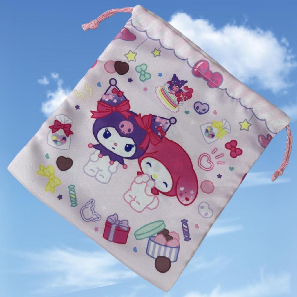 Large Sanrio Canvas Double-Sided Printed Drawstring Tote Bag, Eco-friendly Storage Solution