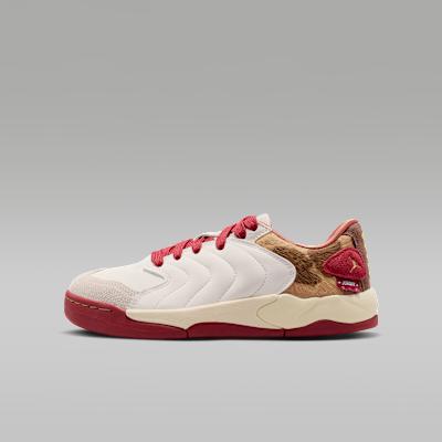 Jordan Session Low top Children s Basketball Shoes White Brown Red Tee 37.5