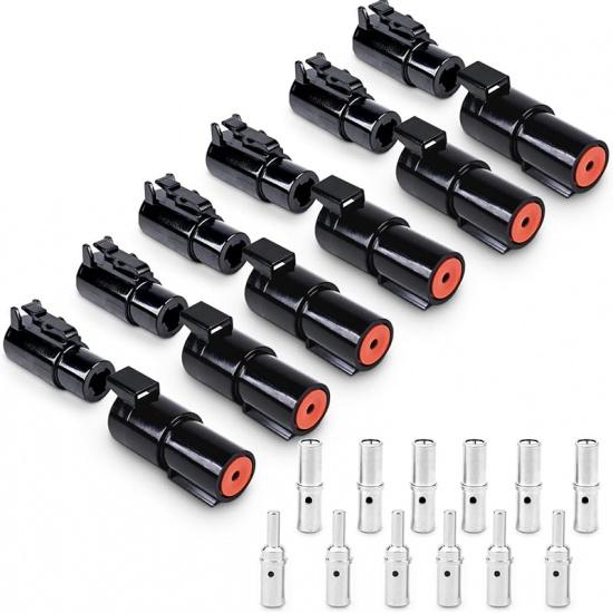 JRready ST6285 Deutsch DTP Connector Kit Size 12 Waterproof 25 Amp - 10 Sets 2 Pin Connector Kit with 20 Pairs 16-12 AWG Solid Contacts Male and