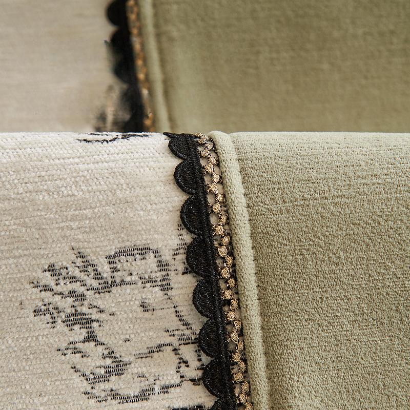 European Style Chenille Sofa Mat Non-slip Solid Color Couch Cushion Light Luxury Sofa Cover Splicing Jacquard Edge Sofa Cushion