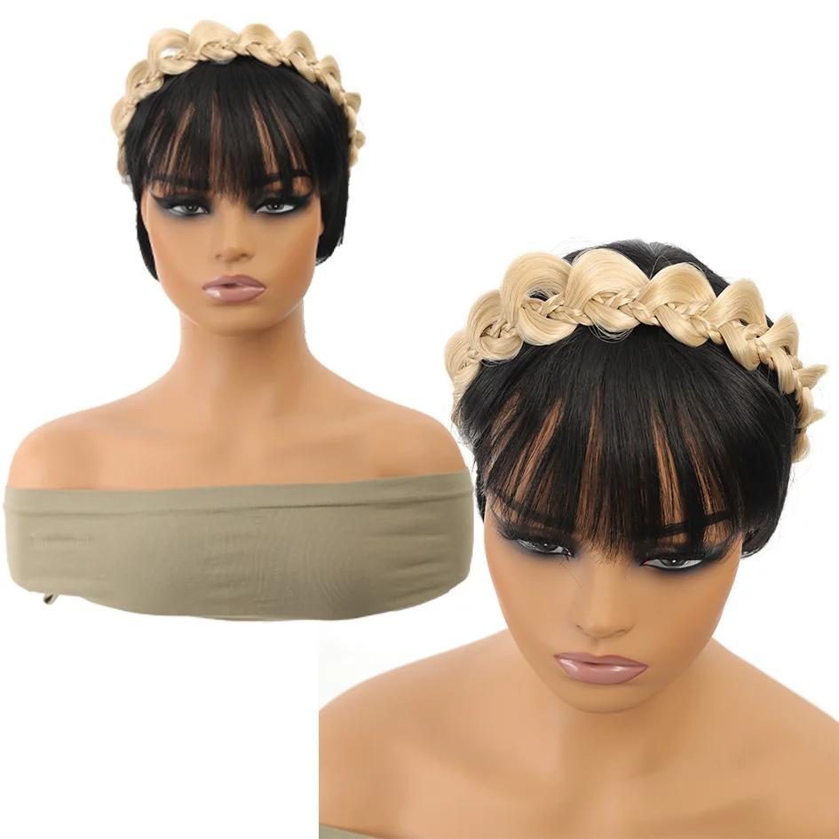 Synthetic headband, charming women's braided headband, adjustable, synthetic wig, used for daily life, music festivals, celebrat